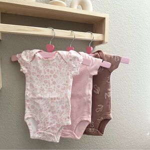 Carter’s Floral and Solid Pink Baby Onesies Set